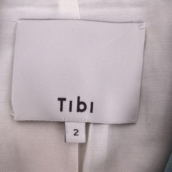 Tibi Steward Oversized Double Breasted Blazer Size 2 Seafoam Green Stretch Crepe - Picture 11 of 16